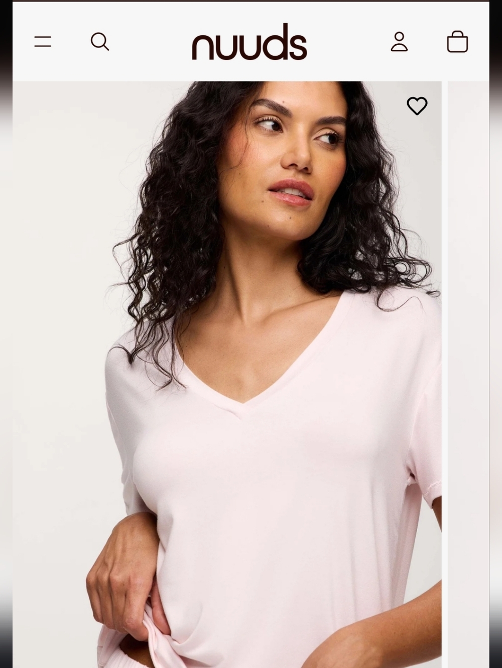 nuuds Pale Pink V-Neck Top